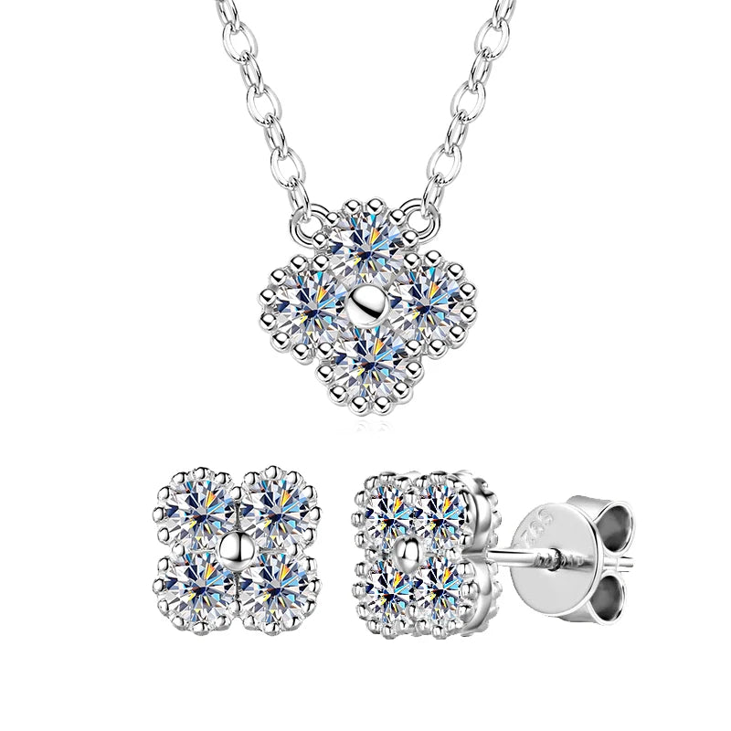 18k Gold Plated 925 Silver 3mm Moissanite Necklace Earrings Bracelet Sets 3 In 1