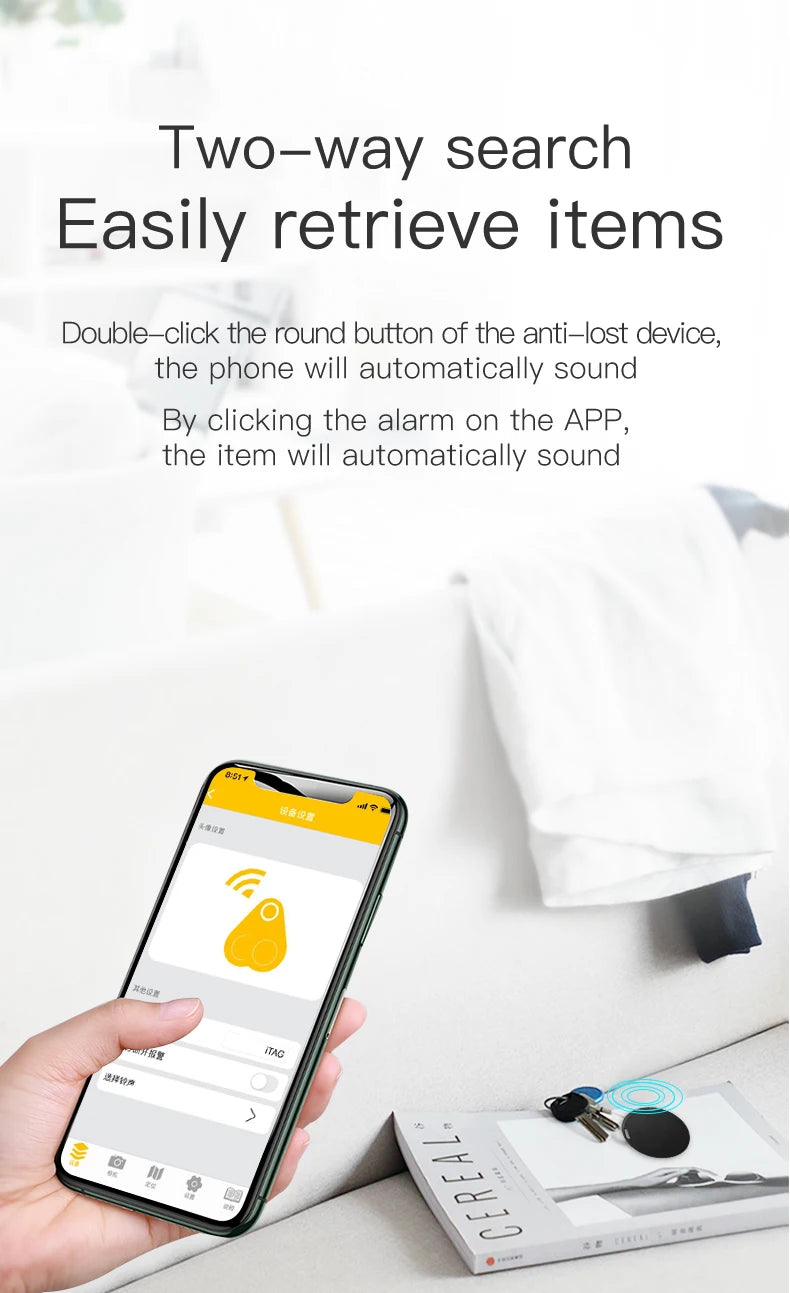 Mini GPS Locator AntiLost Alarm Wallet Keychain Smart Tag Bluetooth-Compatible