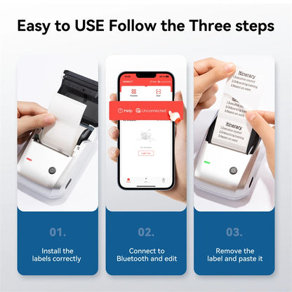 Label Printer Mini Bluetooth Sticker Maker Support Smartphones PC