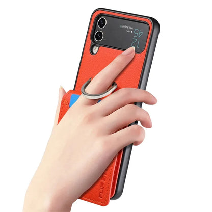 multifunction Card Slot Lychee leather Phone Case for Samsung Z Flip 6 5 4 3
