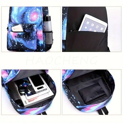 New Capybara Anime Print 3Pcs/Set Backpack Teenager Boy School Bag Laptop