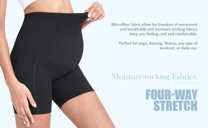 Women's Maternity Yoga Shorts Over The Belly Bump Summer Workout Running