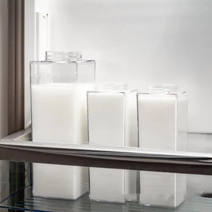 500/1000ml Water Bottle Transparent Large Capacity Square Milk