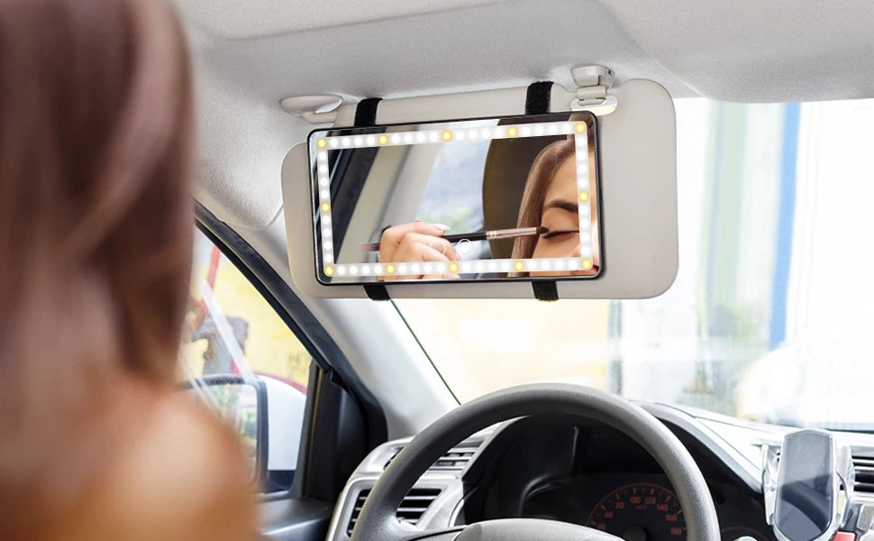 Espejo de vanidad para visera de coche, espejo de maquillaje con 3 modos de luz y 60 LED