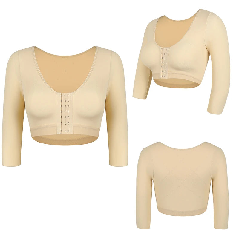 Shaper Tops for Women Flabby Arms Compression Post Surgery Front Closure Bra Cropped