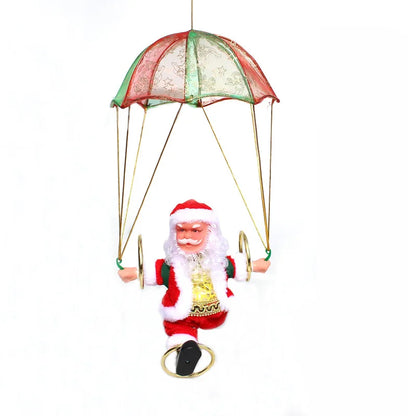 Electric Dancing Santa Claus Christmas Tree Decor Hanging Parachute Somersault