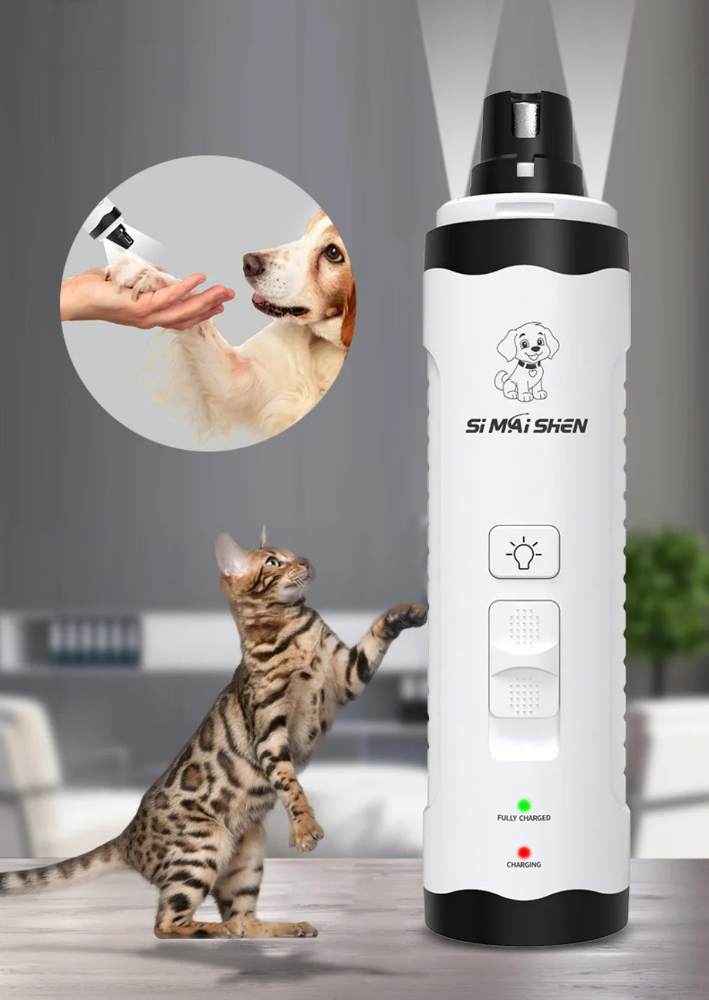 New Dog Nail Clippers With LED Light Low Noise Pet Nail Clipper Electric Grooming Trimmer Cat Dog Nail Grinder Rechargeable USB