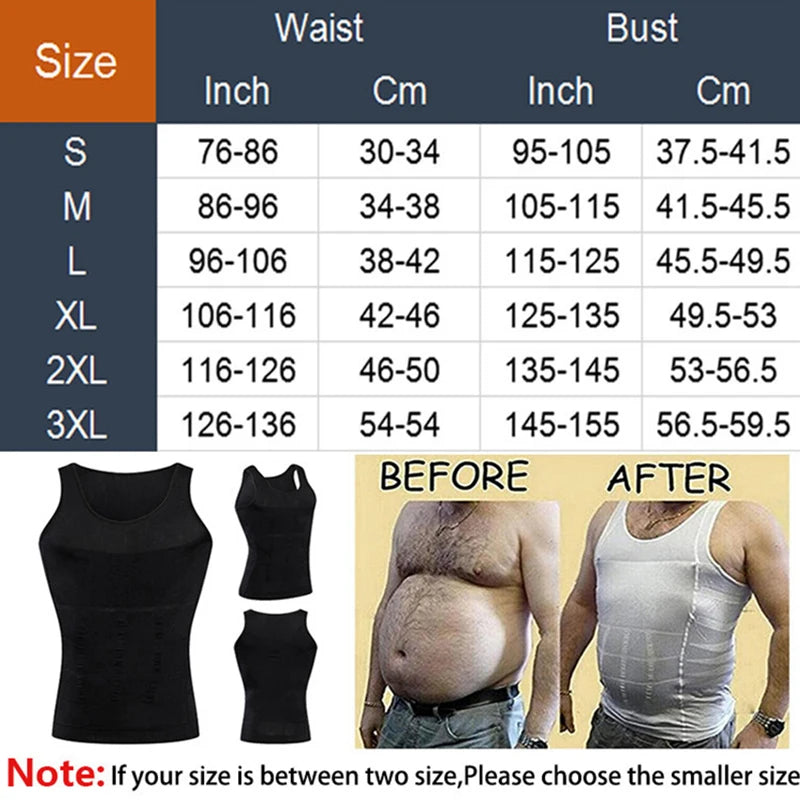 Men's Shapewear Slimming Body Corset Vest Shirt Compression Abdomen