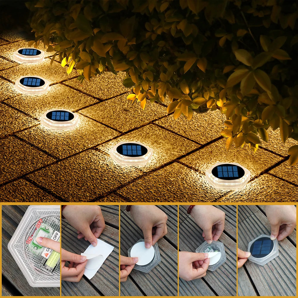 Solar Powered LED Outdoor Deck Lights IP68 Waterproof Automatic On/Off