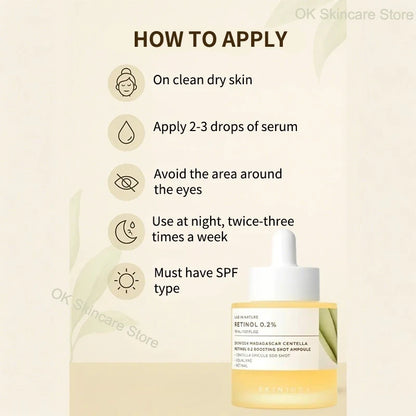 Ampola Coreana de Centelha Asiática com Retinol e Matrixyl para o Cuidado dos Poros e Anti-rugas