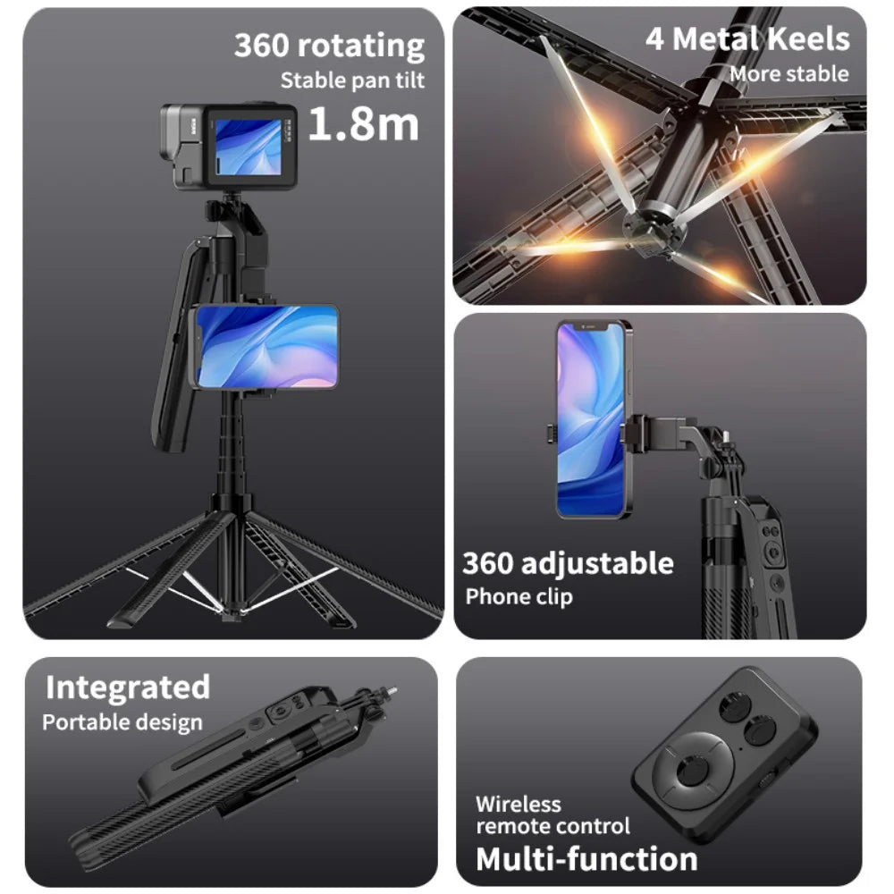 COOL DIER C12 AI Tracking gimbal Trípode Estabilizador de cardán Palo selfi inalámbrico plegable