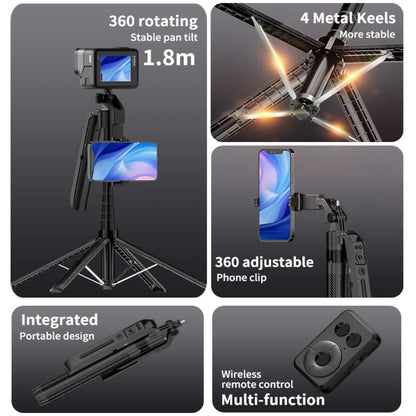 COOL DIER C12 AI Tracking gimbal Trípode Estabilizador de cardán Palo selfi inalámbrico plegable