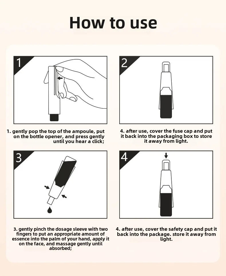 As ampolas faciais antirrugas de astaxantina removem manchas escuras e clareiam a melanina.