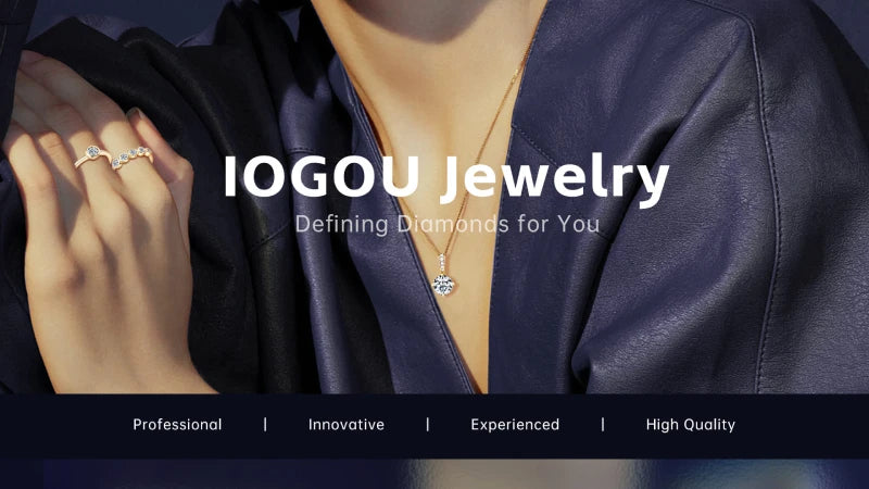 IOGOU Luxury 3.6CTTW All Moissanite Wedding Ring 5 Stone Sparkling Diamond