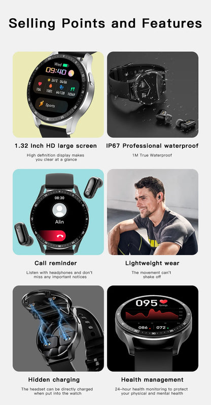GEJIAN X10 Headset Smart Watch TWS Two In One Wireless Bluetooth Dual Headset Call