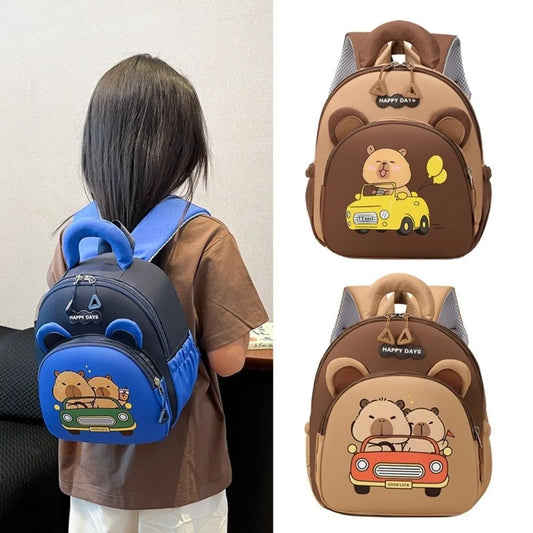 Kawaii Cartoon Capybara Backpack Nylon Lightweight Capybara School Bag Large