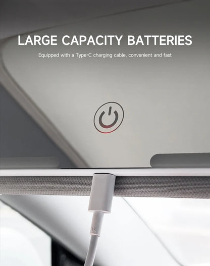 Car Sun Visor Makeup Mirror LED Light Touch Screen Adjustable Brightness Auto