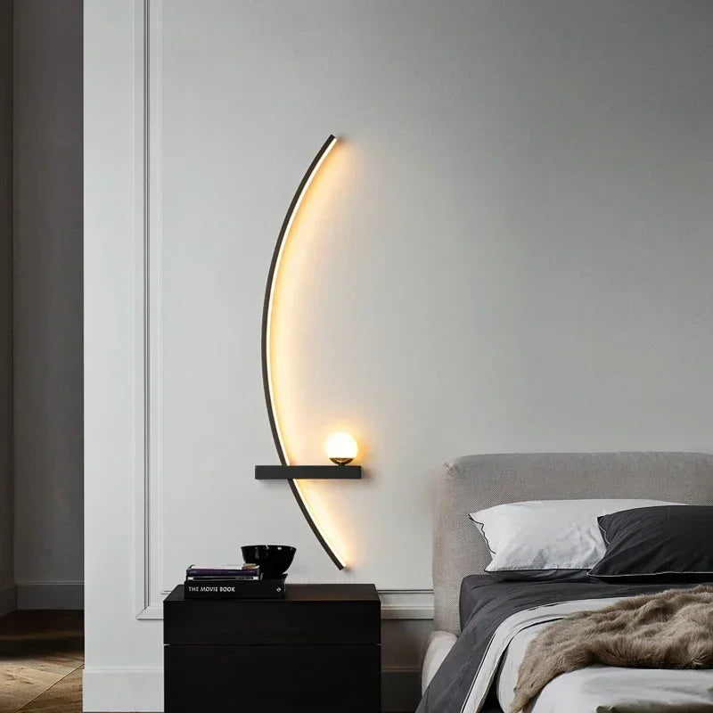 Candeeiro de parede LED moderno, minimalista, com riscas, decorativo para quarto, cabeceira, sala de estar, iluminação ambiente.