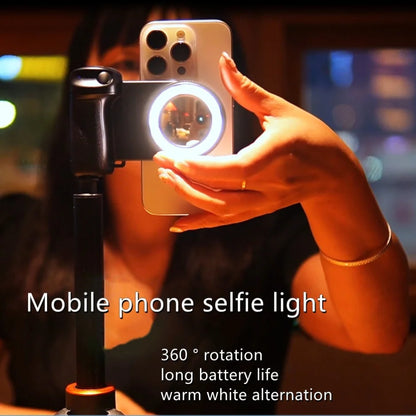 Empuñadura magnética para smartphone con control remoto Bluetooth desmontable de 30 m con luz de relleno, mango para selfis antivibración, soporte para fotos