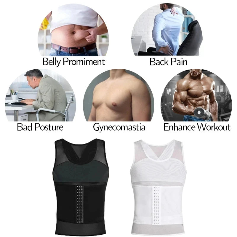 Men's Body Shaper Compression Vest Abdomen Shapewear Tummy Slimming Sheath Belly