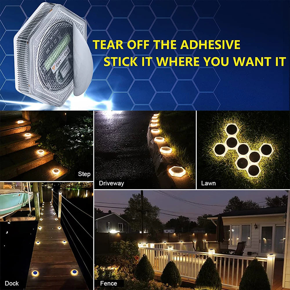 Solar Powered LED Outdoor Deck Lights IP68 Waterproof Automatic On/Off