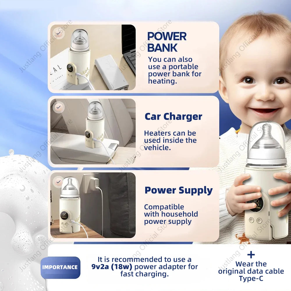 JUSTLANG 10000mAh Baby Bottle Warmer 5 Heat