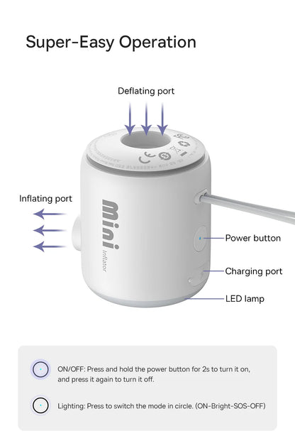 Baseus Wireless Air Compressor Mini Air Inflator Pump for Air Mattresses Beds