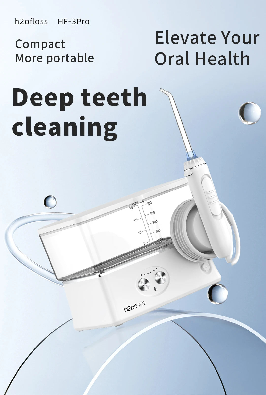 H2ofloss Tabletop Portable Water Flosser for Teeth Dental Oral Irrigator