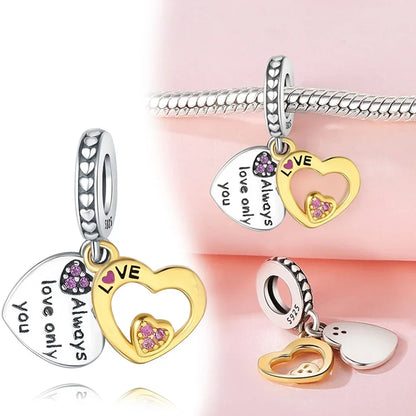 sterling silver 925 red love gold envelope mail pendant fit original pandora women's
