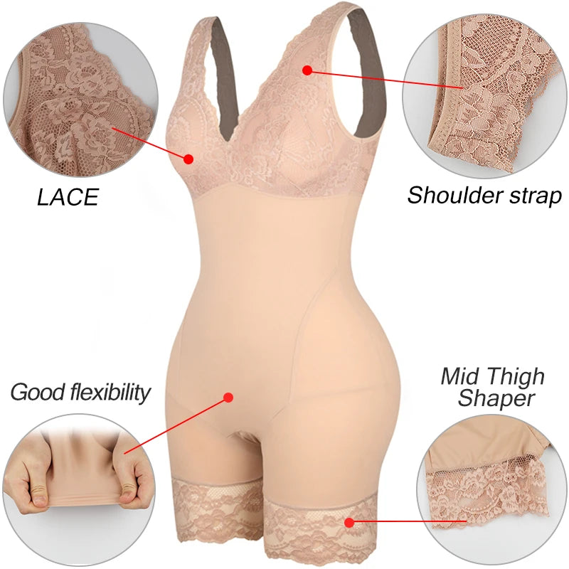 Shapewear Women Full Body Shaper Slimming Bodysuits Lace Corset Waist Trainer Shaping