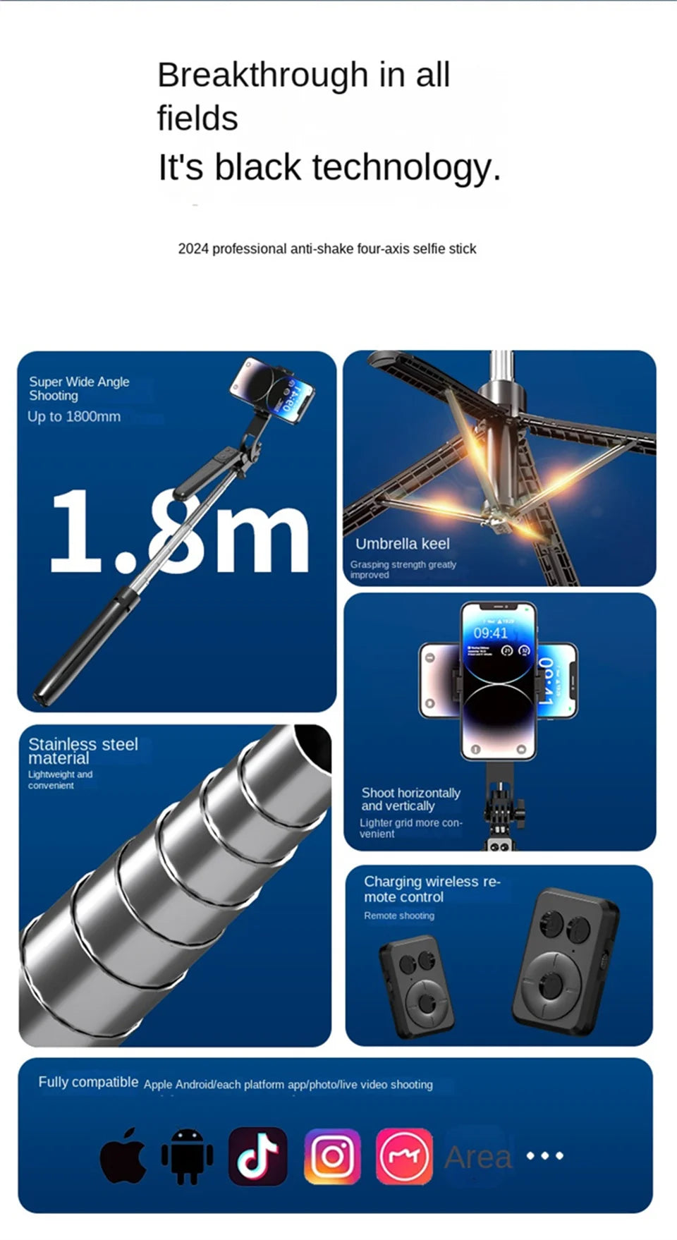COOL DIER New Tripod for Smartphone Camera,Tripods Stand with Bluetooth shutter