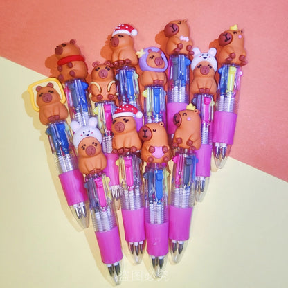 10Pcs/Lot Kawaii Capybara Mini 4 Colors Ballpoint Pens