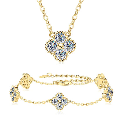 18k Gold Plated 925 Silver 3mm Moissanite Necklace Earrings Bracelet Sets 3 In 1