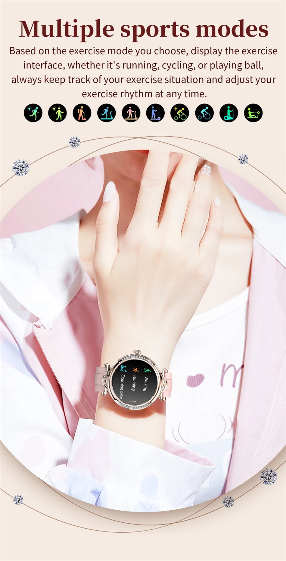 For Xiaomi Android Fashion Women Smart Watch 360*360 HD Screen