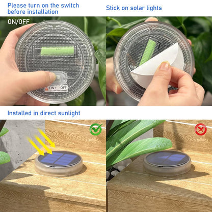 Solar Powered LED Outdoor Deck Lights IP68 Waterproof Automatic On/Off