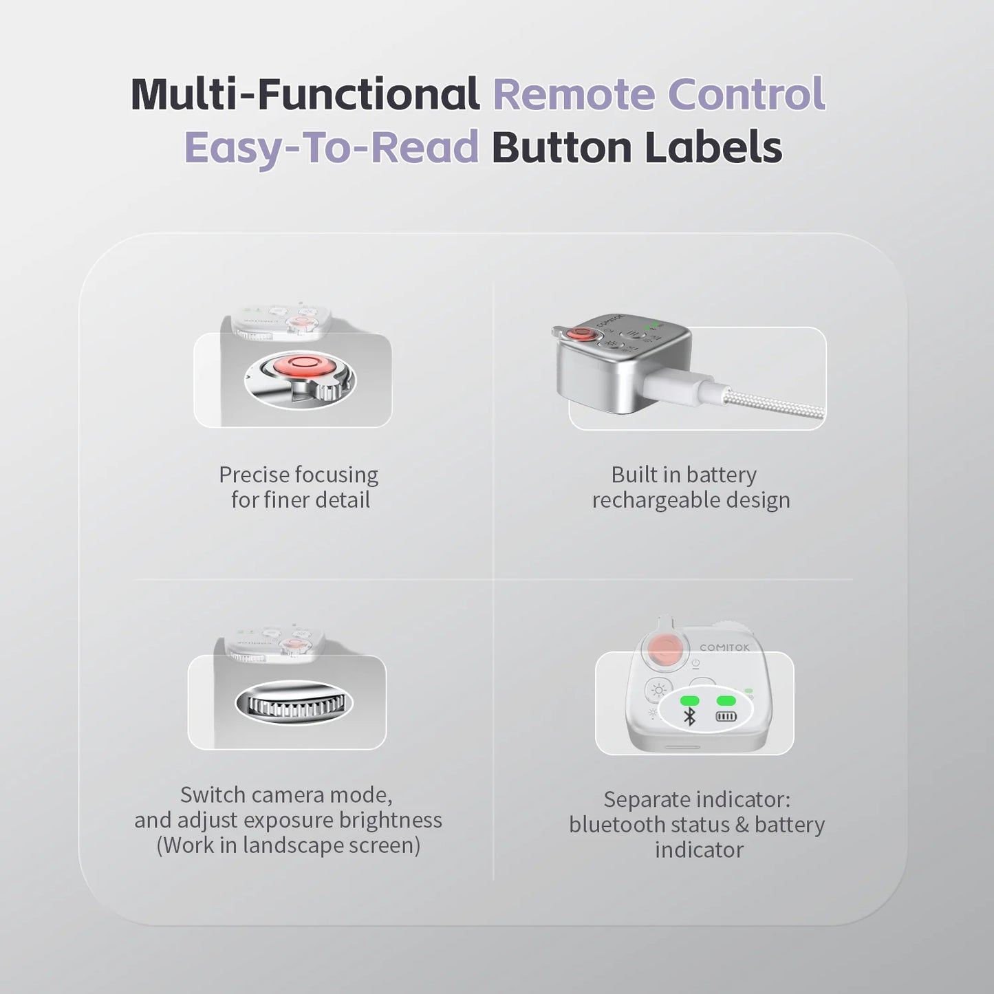 Soporte magnético para teléfono COMITOK con control remoto y mango portátil para fotografía