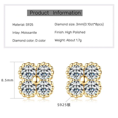 18k Gold Plated 925 Silver 3mm Moissanite Necklace Earrings Bracelet Sets 3 In 1