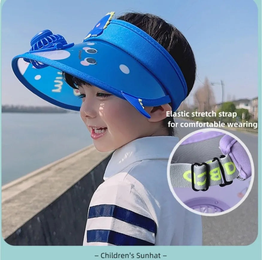 Children's Summer Sun Hat with Fan Sun Protection