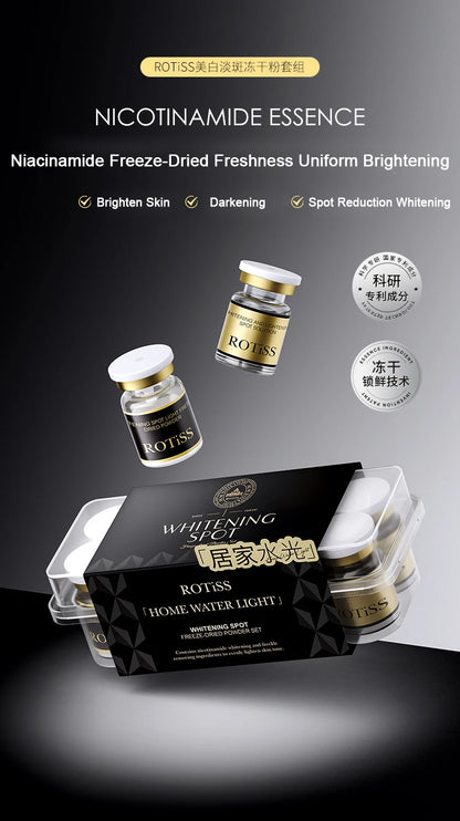 Sérum facial coreano em pó liofilizado com niacinamida e levedura, Pro-Xylane, hidrata, rejuvenesce e remove a melanina.