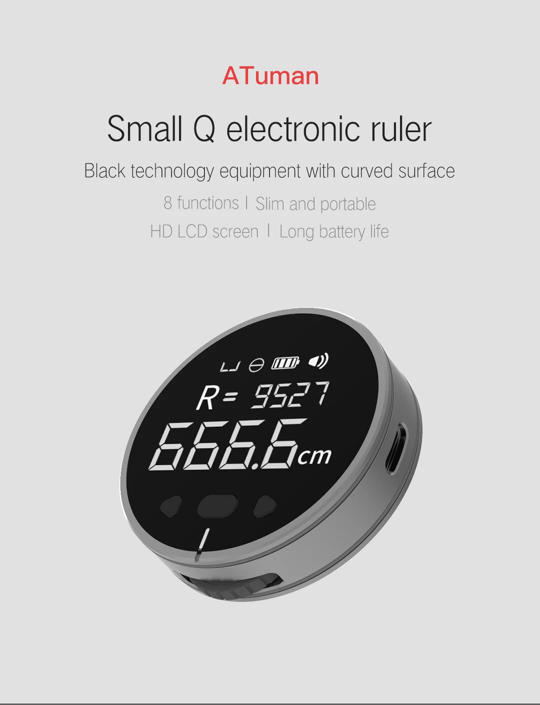 DUKA ATuMan Little Q regla electrónica 8 en 1 telémetro digital cinta métrica enrollable mini