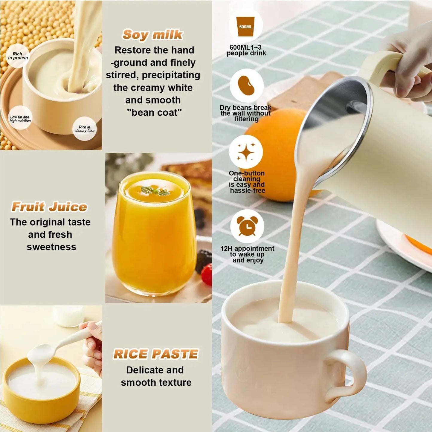 Nut Milk Maker 35oz 1000ml Almond Milk Machine 8-In-1 Automatic