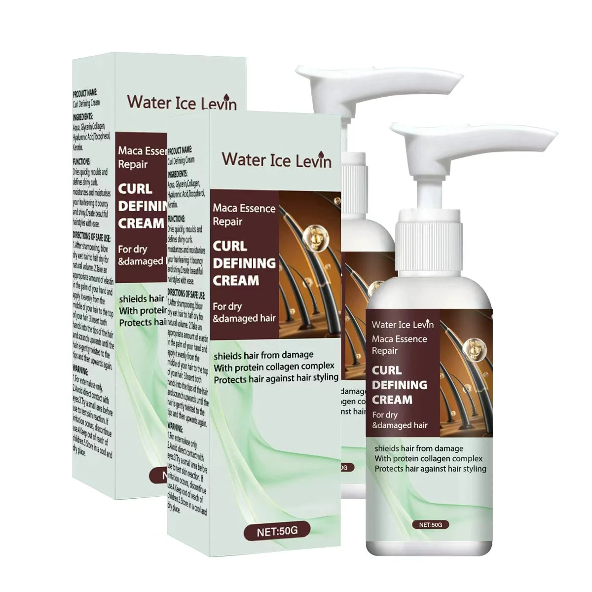 Crema definidora de rizos Maca Essence con keratina y colágeno de secado rápido