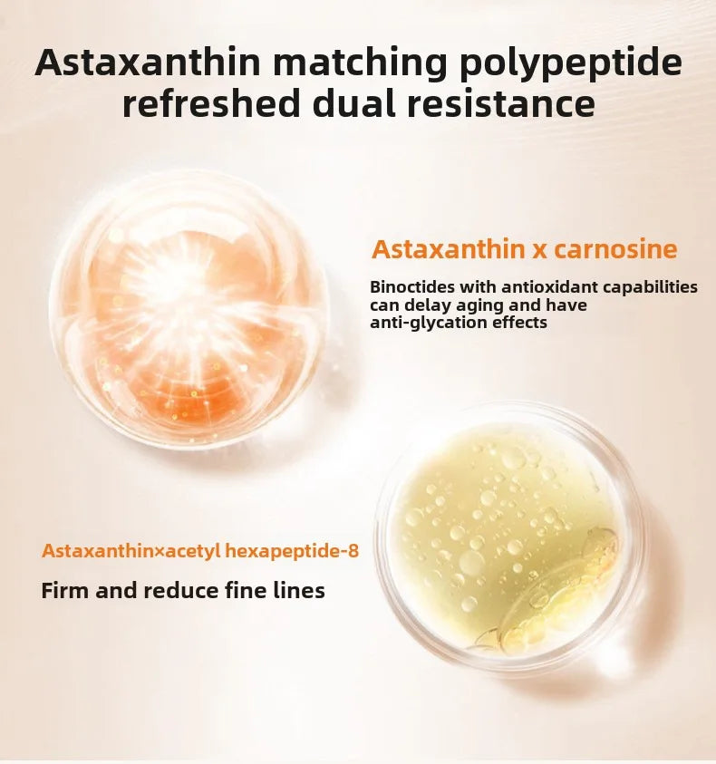 As ampolas faciais antirrugas de astaxantina removem manchas escuras e clareiam a melanina.