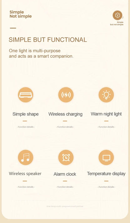 6-in-1 Smart Alarm Clock - 15W Wireless Charger, Bluetooth Speaker....