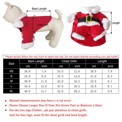 Funny Cat Costume For Christmas Festival Cute Santa Claus Cosplay Pet Jumpsuit