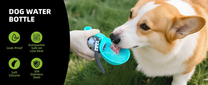 Pet Portable 285ML Water Bottle 304 Stainless Steel Foldable Basin Food-Grade Silicone Blue Pink Outdoor Pet Drinking Solution
