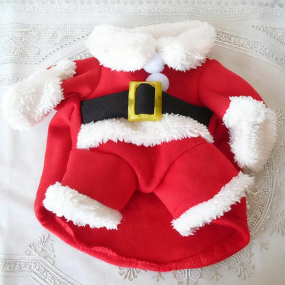 Funny Cat Costume For Christmas Festival Cute Santa Claus Cosplay Pet Jumpsuit