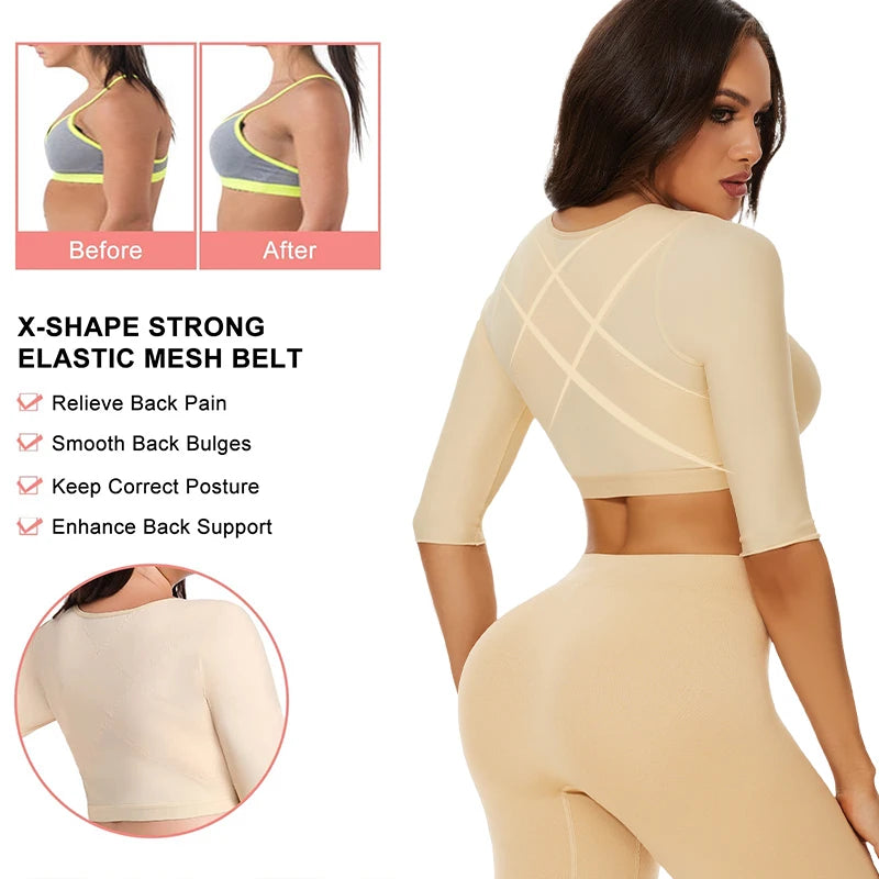 Shaper Tops for Women Flabby Arms Compression Post Surgery Front Closure Bra Cropped