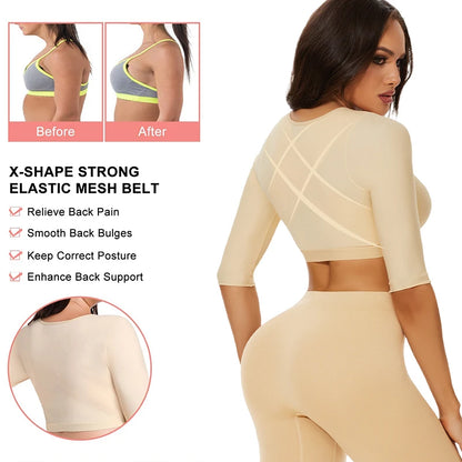 Shaper Tops for Women Flabby Arms Compression Post Surgery Front Closure Bra Cropped