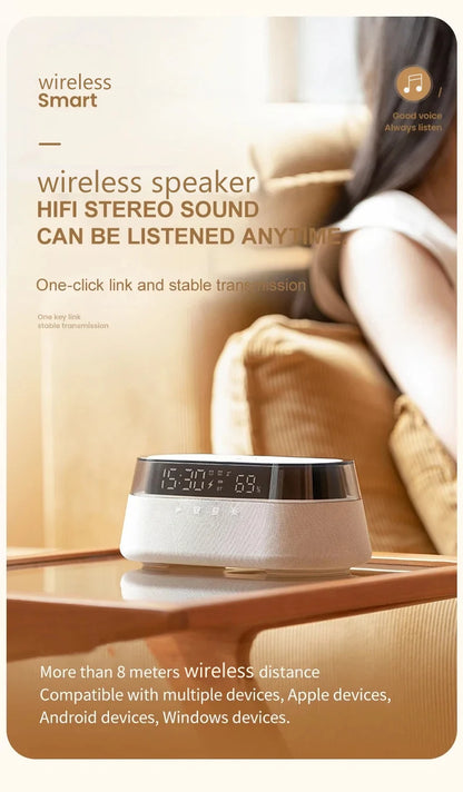 6-in-1 Smart Alarm Clock - 15W Wireless Charger, Bluetooth Speaker....